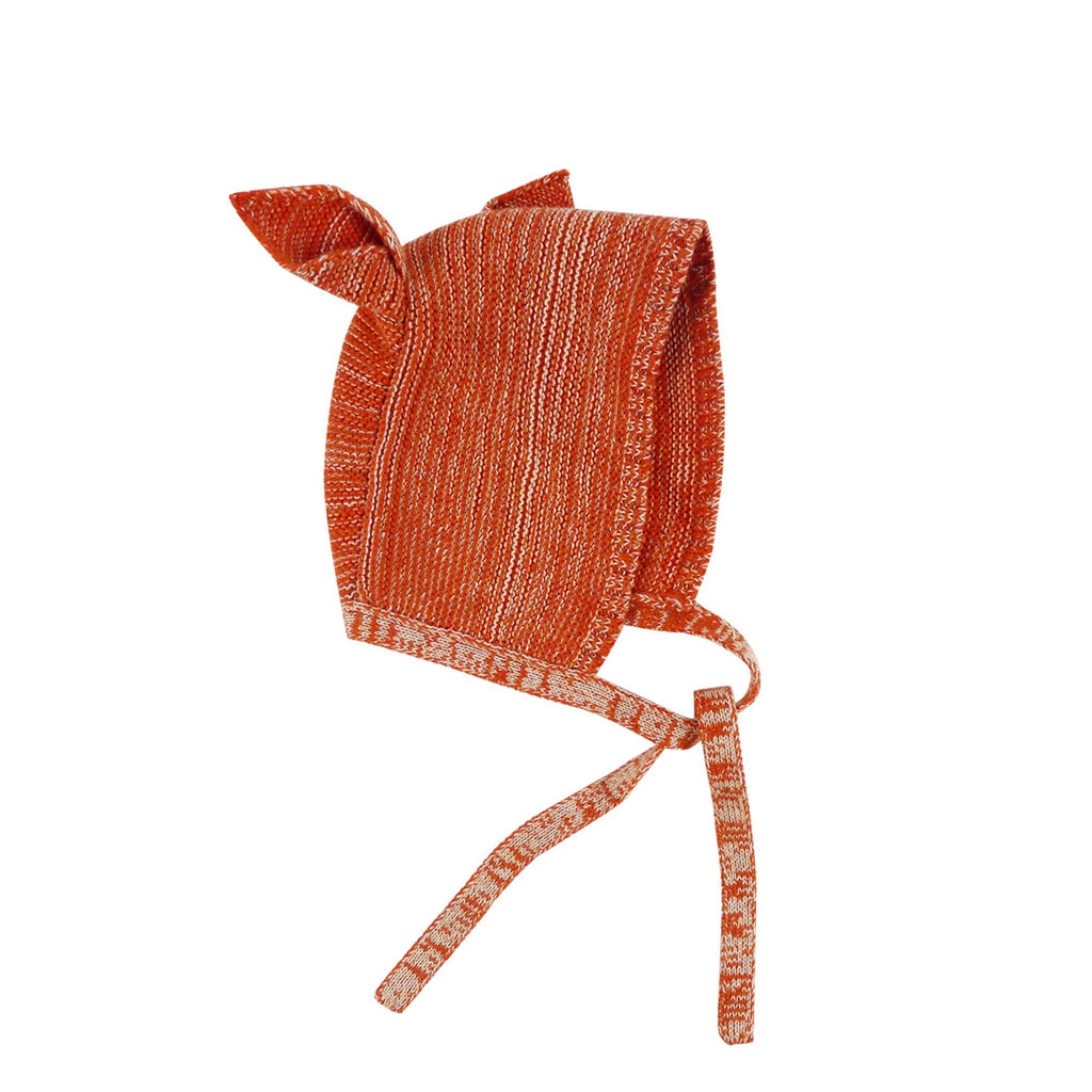 BaYiRi / Links Ears Bat Bonnet (color Tortoise Red)　ニット頭巾 - kehare